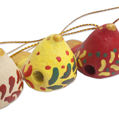 Keramikornamente, (6er-Set) - 6 handgefertigte Weihnachtstauben-Botenornamente aus Keramik