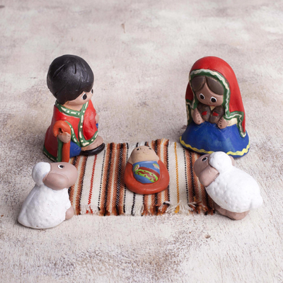 Ceramic nativity scene, Christmas Innocence (5 pieces)