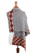 Alpaca blend shawl, 'Geometric Andes' - Alpaca Blend Geometric Shawl in Brick and Slate from Peru