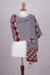 Alpaca blend shawl, 'Geometric Andes' - Alpaca Blend Geometric Shawl in Brick and Slate from Peru (image 2c) thumbail