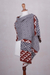 Alpaca blend shawl, 'Geometric Andes' - Alpaca Blend Geometric Shawl in Brick and Slate from Peru (image 2d) thumbail