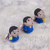 Ceramic figurines, 'Little Angel Musicians' (set of 3) - Petite Ceramic Angel Figurines in Blue Robes (Set of 3) (image 2c) thumbail
