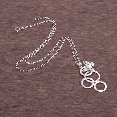 Sterling silver pendant necklace, 'Butterfly Loops' - Sterling Silver Butterfly Pendant Necklace from Peru