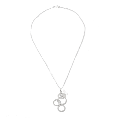 Sterling silver pendant necklace, 'Butterfly Loops' - Sterling Silver Butterfly Pendant Necklace from Peru