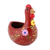 Ceramic sculpture, 'Songs of Dawn' - Handcrafted Red Ceramic Chicken Sculpture from Peru thumbail
