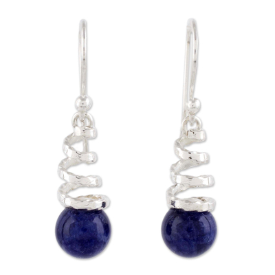 Contemporary Sodalite and Sterling Earrings Crafted in Peru