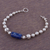 Sodalite pendant bracelet, 'Capture the Ocean' - Sterling Silver and Sodalite Pendant Bracelet from Peru (image 2b) thumbail