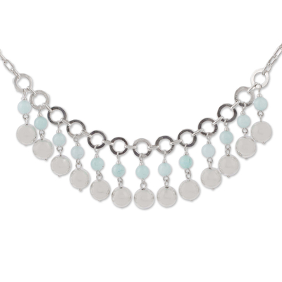 Amazonite and Sterling Silver Waterfall Necklace from Peru