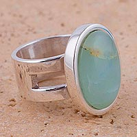 Opal and Sterling Silver Single Stone Ring from Peru,'Powerful Sweetness'