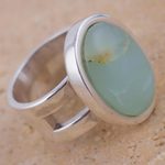 Opal single stone ring, 'Powerful Sweetness' - Opal and Sterling Silver Single Stone Ring from Peru