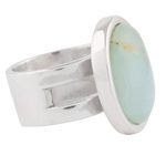 Opal single stone ring, 'Powerful Sweetness' - Opal and Sterling Silver Single Stone Ring from Peru
