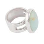 Opal single stone ring, 'Powerful Sweetness' - Opal and Sterling Silver Single Stone Ring from Peru