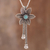 Amazonite pendant necklace, 'Floral Desire' - Amazonite and Sterling Silver Floral Pendant Necklace (image 2) thumbail