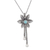 Amazonite pendant necklace, 'Floral Desire' - Amazonite and Sterling Silver Floral Pendant Necklace thumbail