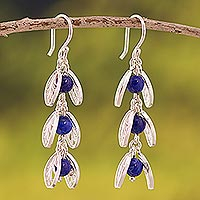 Lapis lazuli filigree dangle earrings, 'Glowing Eden'