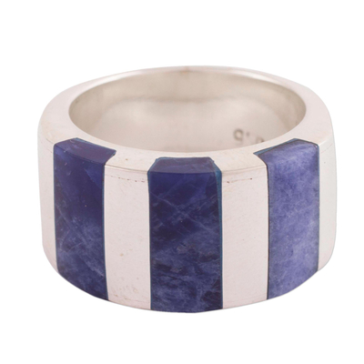 Handcrafted Andean Silver Modern Sodalite Ring