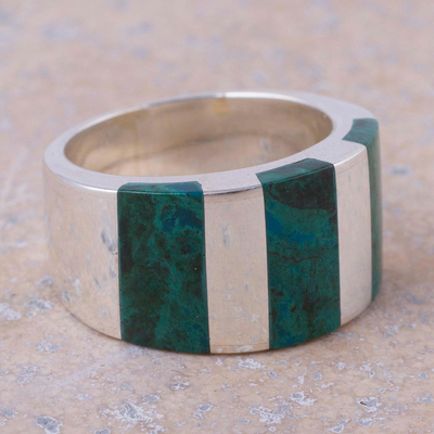 Chrysocolla band ring, Courageous Color