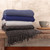 Throw blanket, 'Smoky Black Diamonds' - Throw Blanket with Diamond Motifs in Smoke and Black