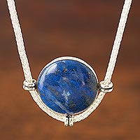 Lapis lazuli pendant necklace, 'Essence of Time' - Peruvian Sterling Silver Pendant Necklace with Lapis Lazuli