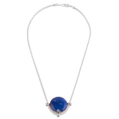 Peruvian Sterling Silver Pendant Necklace with Lapis Lazuli