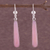 Opal dangle earrings, 'Beacons of Light' - Andean Silver Handcrafted Earrings with Natural Pink Opal (image 2) thumbail
