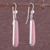 Opal dangle earrings, 'Beacons of Light' - Andean Silver Handcrafted Earrings with Natural Pink Opal (image 2b) thumbail