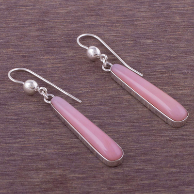 Opal-Ohrhänger - Handgefertigte Ohrringe aus Andensilber mit natürlichem rosa Opal