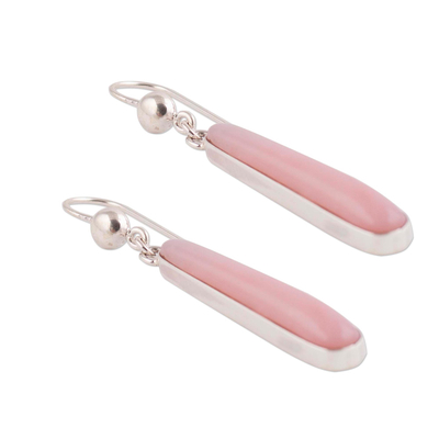 Opal-Ohrhänger - Handgefertigte Ohrringe aus Andensilber mit natürlichem rosa Opal