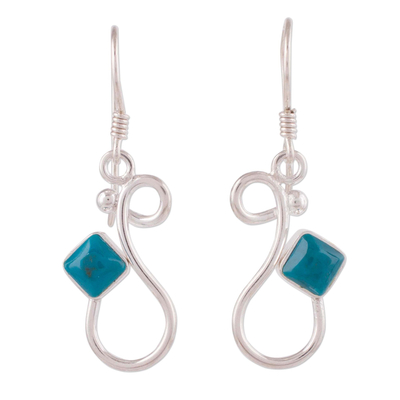 Handcrafted Silver and Chrysocolla Modern Dangle Earrings