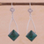 Chrysocolla dangle earrings, 'Forest Diamond' - Handcrafted Chrysocolla Dangle Earrings in Sterling Silver (image 2) thumbail