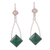 Chrysocolla dangle earrings, 'Forest Diamond' - Handcrafted Chrysocolla Dangle Earrings in Sterling Silver thumbail