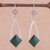 Chrysocolla dangle earrings, 'Forest Diamond' - Handcrafted Chrysocolla Dangle Earrings in Sterling Silver (image 2b) thumbail