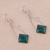 Chrysocolla dangle earrings, 'Forest Diamond' - Handcrafted Chrysocolla Dangle Earrings in Sterling Silver (image 2c) thumbail