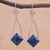 Lapis lazuli dangle earrings, 'Pacific Diamond' - Modern Artisan Crafted Lapis Lazuli and Silver 925 Earrings (image 2) thumbail