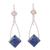 Lapis lazuli dangle earrings, 'Pacific Diamond' - Modern Artisan Crafted Lapis Lazuli and Silver 925 Earrings thumbail
