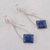 Lapis lazuli dangle earrings, 'Pacific Diamond' - Modern Artisan Crafted Lapis Lazuli and Silver 925 Earrings (image 2d) thumbail