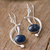 Lapis lazuli dangle earrings, 'Crescent Eyes' - Lapis Lazuli and Sterling Silver Dangle Earrings from Peru (image 2b) thumbail