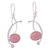 Opal dangle earrings, 'Crescent Eyes' - Pink Opal and Sterling Silver Dangle Earrings from Peru (image 2d) thumbail