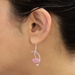 Opal dangle earrings, 'Crescent Eyes' - Pink Opal and Sterling Silver Dangle Earrings from Peru