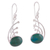 Chrysocolla dangle earrings, 'Elegant Eyes' - Chrysocolla and Sterling Silver Dangle Earrings from Peru thumbail