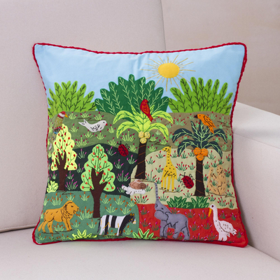 Cotton blend patchwork cushion cover, Summer in the Jungle