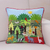 Cotton blend patchwork cushion cover, 'Summer in the Jungle' - Cotton Blend Nature-Themed Patchwork Cushion Cover from Peru thumbail