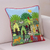 Cotton blend patchwork cushion cover, 'Summer in the Jungle' - Cotton Blend Nature-Themed Patchwork Cushion Cover from Peru (image 2b) thumbail