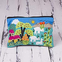Featured review for Cotton blend cosmetic case, Blue Alpaca Afternoon