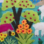 Cotton blend cosmetic case, 'Blue Alpaca Afternoon' - Patchwork Fair Trade Cosmetic Case with Peruvian Landscape