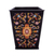 Reverse painted glass wastebasket, 'Florid Medallion' - Reverse Painted Glass Floral Wastebasket in Black from Peru