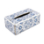 Reverse painted glass tissue box cover, 'Angelic Blue' - Reverse Painted Glass Floral Tissue Box Cover from Peru thumbail