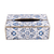 Reverse painted glass tissue box cover, 'Angelic Blue' - Reverse Painted Glass Floral Tissue Box Cover from Peru (image 2c) thumbail