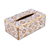 Reverse painted glass tissue box cover, 'Angelic Gold' - Reverse Painted Glass Floral Tissue Box Cover from Peru thumbail