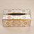 Reverse painted glass tissue box cover, 'Angelic Gold' - Reverse Painted Glass Floral Tissue Box Cover from Peru (image 2b) thumbail